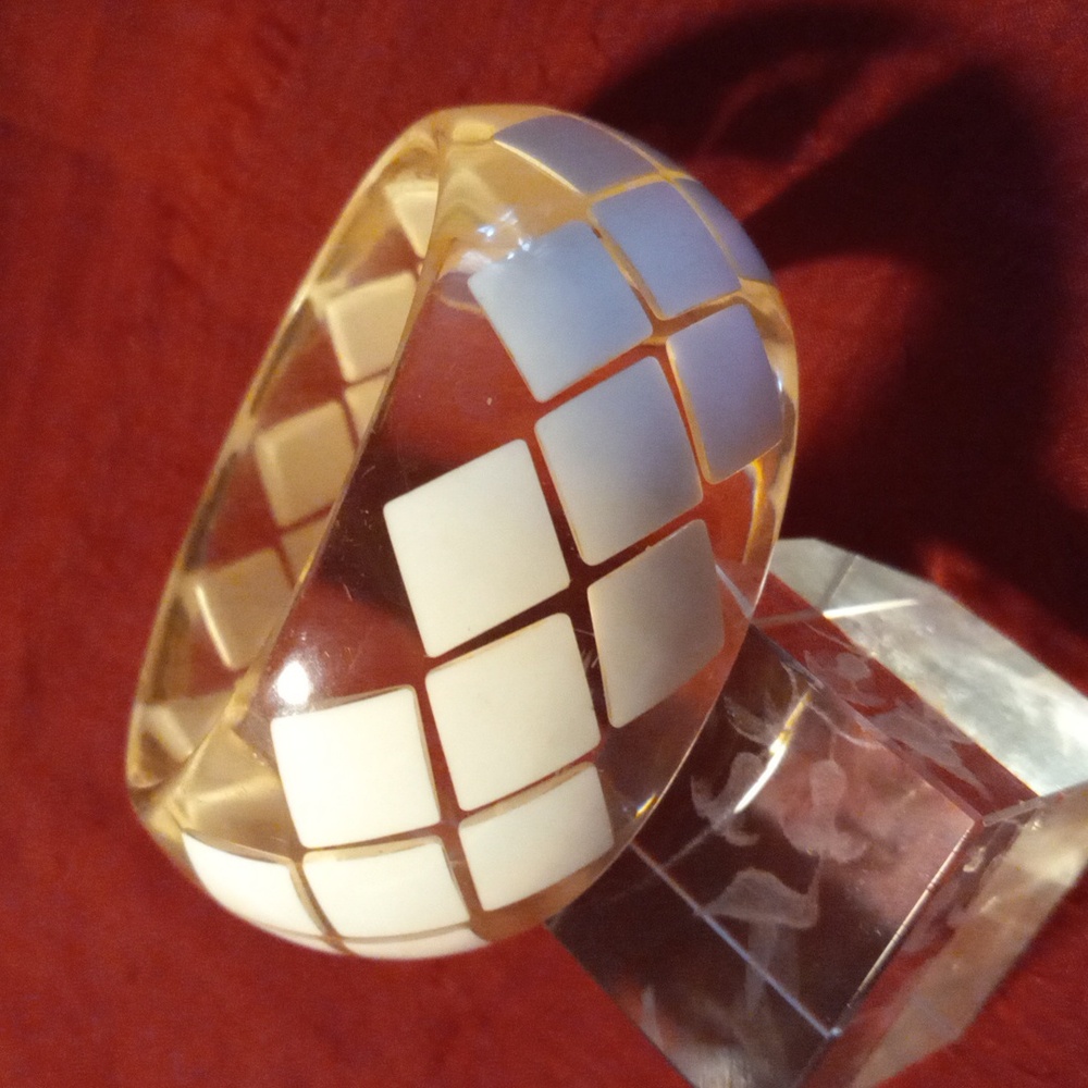 Two's company chunky lucite geometric patterns